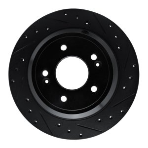 Genesis G80 Brake Rotor (1) - Rear Right - R1 Concepts - Drilled & Slotted - Black - `09-`20